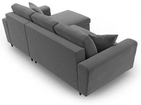 Colțar gri deschis extensibil, cu spațiu de depozitare cu tapițerie din catifea Kyoto – Cosmopolitan Design