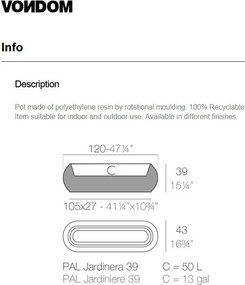 Ghiveci plante, Jardiniera de flori design decorativ modern pentru amenajari interioare si exterioare, KANNELLONI PLANTER 51024R Vondom