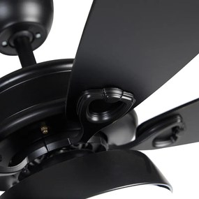 Ventilator de tavan negru cu telecomandă inclusiv LED - Malaki