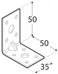 Coltar inclinat la 90° cu ranforsare pentru constructii model KPL (Dimensiuni: 90x90x65x2 mm)