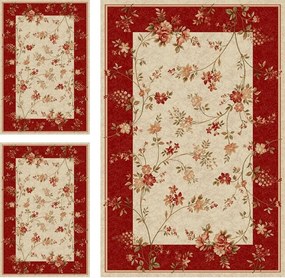 Set 3 Covoare Lotos 551-120, Crem   Rosu: 2 buc. 80x150 cm, 1 buc. 160x230 cm.