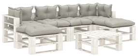 Set mobilier gradina din paleti, 7 piese, perne gri taupe, lemn taupe and white, 1