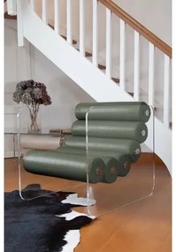 Fotoliu Balcon colectie KUUMO MW02, perne verzi, brate laterale, PMMA, panouri transparente