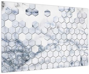 Tablou - Hexagoane marmură (90x60 cm)