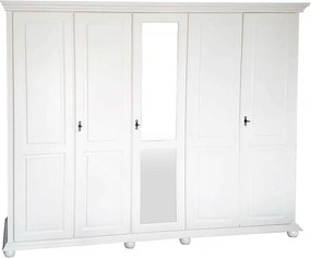 Dulap lemn masiv alb Celia, 259 × 62 × 220 cm
