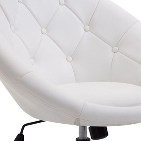 HOMCOM Scaun de lucru rotativ Scaun rotativ Scaun de birou cromat reglabil înălțime, piele ecologică+oțel, Negru/Alb, 71x59x78-90cm (Alb) | Aosom Romania