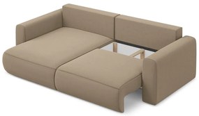 Colțar maro deschis extensibil/cu spațiu de depozitare cu tapițerie din catifea (cu colț pe partea stângă/cu șezlong) Kapua – Makamii