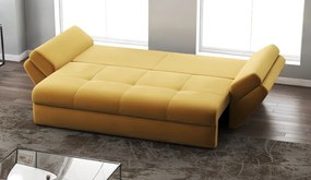 Canapea extensibilă dumonde cu ladă de depozitare si sezut confortabil din spuma high-density, Loana Royal Mustar 250x100 cm