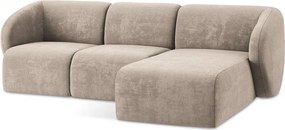 Colțar maro deschis cu tapițerie din chenille (cu colț pe partea dreaptă/cu șezlong) Lani – Makamii