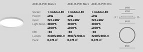 Plafoniera LED design slim ACELIA 50cm, auriu, alb sau negru