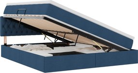 vidaXL Pat cu saltea și spațiu de depozitare albastru 180 x 200 cm