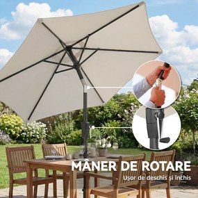 Outsunny Umbrelă de Grădină Inclinabilă 2x2 m cu 6 Spițe și Manivelă, din Metal și Poliester Gri Deschis | Aosom Romania