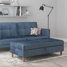 Taburet albastru cu tapițerie din catifea Lilly – Støraa