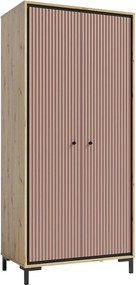 Dulap PARII PA01, stejar artisan/roz, PAL laminat, cu 2 usi, 89x54x196