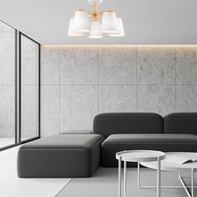 Lustr ELLIE 5xE27/60W/230V alb/buc montat pe tavan