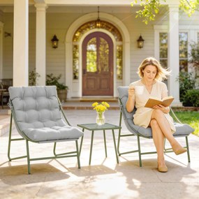 Outsunny Set de grădină 3 piese cu 2 scaune lounge, masă de cafea și perne pentru exterior terasă balcon gri deschis | Aosom Romania