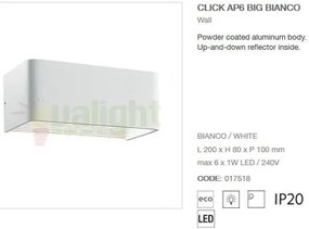Aplica de perete moderna, iluminat LED up-and-down, CLICK AP D20 BIANCO 017518