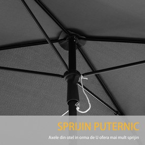 Outsunny Umbrela de Soare cu Picior Inclinabil din Poliester 200x125x236cm Gri Inchis | Aosom Ro