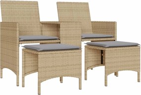 vidaXL Canapea de grădină cu 2 locuri cu masă și scaune bej poliratan