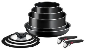 Set de vase pentru gătit 10 buc. din aluminiu Ingenio Easy Cook &amp; Clean Black – Tefal