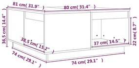 Masuta de cafea, negru, 80x81x36,5 cm, lemn masiv de pin 1, Negru, 80 x 81 x 36.5 cm