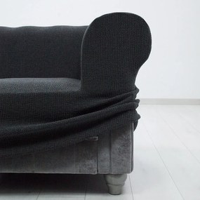 Huse super elastice HARMONIA antracit canapea cu otoman dreapta (l. 210 - 320 cm)