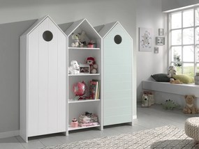 Set 3 Dulapuri pentru Copii Căsuță, Alb și Verde Mentă, (MDF) – CASAMI – Vipack