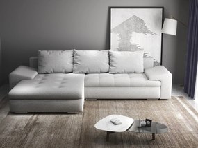 Colțar extensibil dumonde cu ladă de depozitare si sezut confortabil din spuma high-density, Leonardo Euphoria Dove 260x185 cm