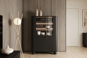 Vitrină Vesper 103 cm - negru / picioare negre