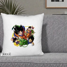 Perna Personalizata Dragon Ball Goku si Shenron Actiune, 40x40 cm, Alb Pufos, Husa Detasabila, Perna Inclusa, BEKZ®