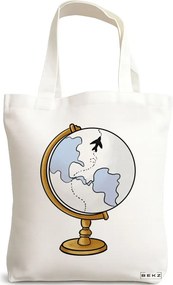 Sacosa de Panza pentru Cumparaturi, Geanta Tote Travel Girl 17, 38x34.5 cm, Alba, BEKZ®