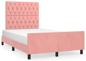 3270601 vidaXL Cadru de pat cu tăblie, roz, 120x190 cm, catifea