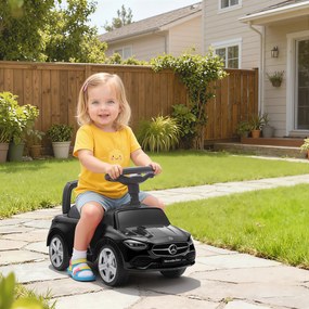 AIYAPLAY Mașinuță Electrică pentru Copii Licență Mercedes Benz cu Claxon și Spațiu Portaoggetti, 65x28x39 cm, Negru | Aosom Romania