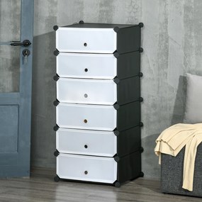 HOMCOM Mobilier pentru incaltaminte modular, 6 cuburi 45x35x17cm din plastic PP si otel, alb | Aosom Romania