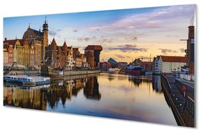 Panouri de sticlă Portul din Gdańsk râu răsărit de soare