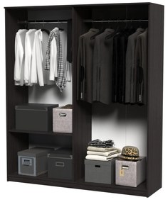 Dormitor Luiza 4U5P, culoare magia (wenge) / alb, cu pat standard 160 x 200 cm, dulap cu 4 usi, comoda si 2 noptiere