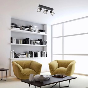 Plafoniera 3L design industrial Aberama negru