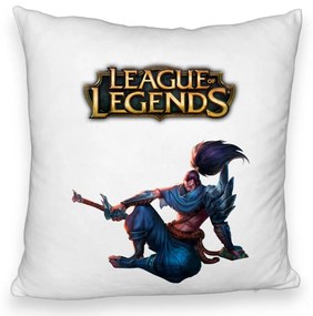 Perna Decorativa Fluffy cu League of Legends, 40x40 cm, Alba, Husa Detasabila, Burduf