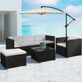 Juskys Set ratan de gradina Punta Cana L - perne negre/crem