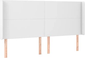 vidaXL Tăblie de pat cu aripioare, alb, 163x16x118/128 cm, piele eco