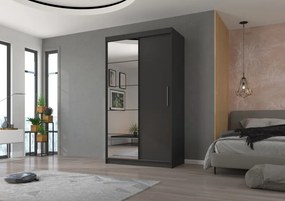 Dulap cu usi glisante si oglinda 120x215 cm, Esti, ADRK Furniture (Culoare: Alb)