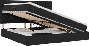 vidaXL Pat cu saltea și spațiu de depozitare Negru 200 x 200 cm