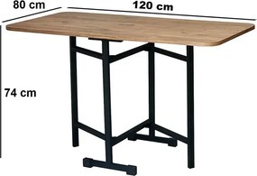 Masa Bucatarie pliabila cu roti Homs negru marmorat 120 x 80 x 74 cm