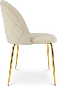 Scaun bucatarie INCA VELVET din catifea cu picioare aurii, crem