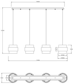 Lustră pe cablu MILEY 4xE27/60W/230V neagră/alamă Globo 15560-4H