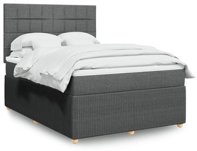 3292108 vidaXL Pat continental cu saltea, gri închis, 160x200 cm, țesătură