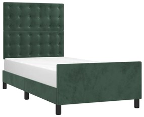 3125968 vidaXL Cadru de pat cu tăblie, verde închis, 80x200 cm, catifea