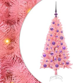 vidaXL Brad de Crăciun cu 150 LED cu suport Roz 120 cm PVC