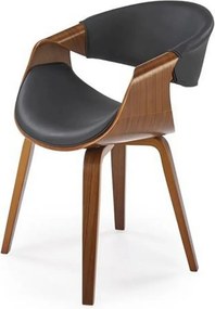 Scaun picioare lemn K544, negru/nuc, piele ecologica/placaj, 55x55x77