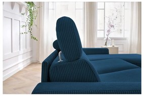 Colțar albastru închis extensibil cu tapițerie din catifea reiată (cu colț variabil) Monaco – Bobochic Paris